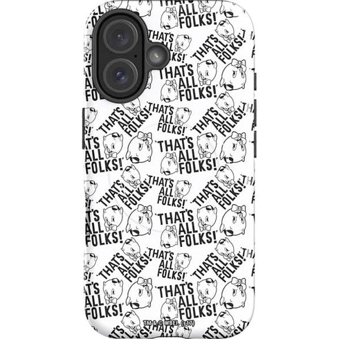 Looney Tunes Porky Pig Black and White iPhone 16 Plus Magsafe Impact Case